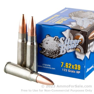 500  Rounds of 123gr HP 7.62x39mm Ammo by Silver Bear