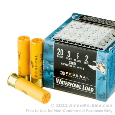 25 Rounds of 3" 7/8 ounce #2 Shot 20ga Ammo by Federal Speed-Shok Steel