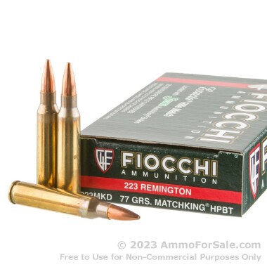 20 Rounds of 77gr HPBT Sierra Match King .223 Ammo by Fiocchi