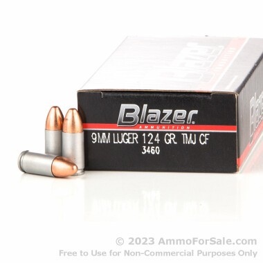 50 Rounds of 124gr TMJ 9mm Ammo by Blazer