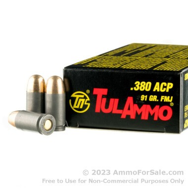 1000 Rounds of 91gr FMJ .380 ACP Ammo by Tula