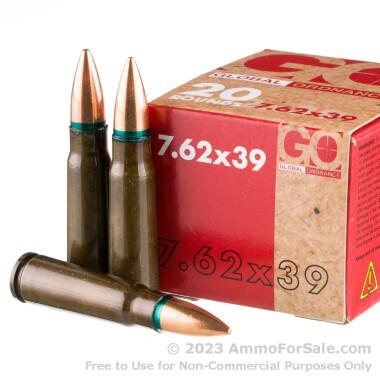 20 Rounds of 122gr FMJ 7.62x39 Ammo by Arsenal