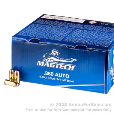 250 Rounds of 95gr FMJ .380 ACP Ammo by Magtech