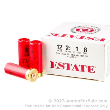 250 Rounds of 1 ounce #8 shot 12ga Ammo by Estate Cartridge