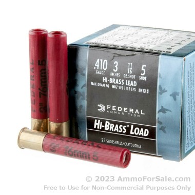25 Rounds of 11/16 ounce #5 shot 410ga Ammo by Federal