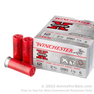 25 Rounds of 1 1/8 ounce #6 Shot (Steel) 12ga Ammo by Winchester