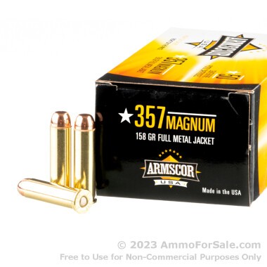 1000 Rounds of 158gr FMJ .357 Mag Ammo by Armscor