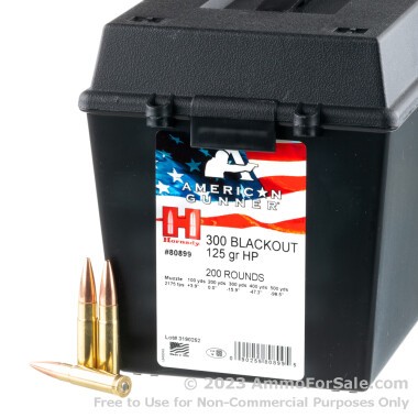 200 Rounds of 125gr HP 300 AAC Blackout Ammo by Hornady in Field Box