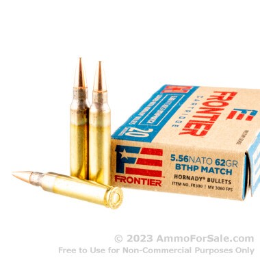 20 Rounds of 62gr BTHP Match 5.56x45 Ammo by Hornady