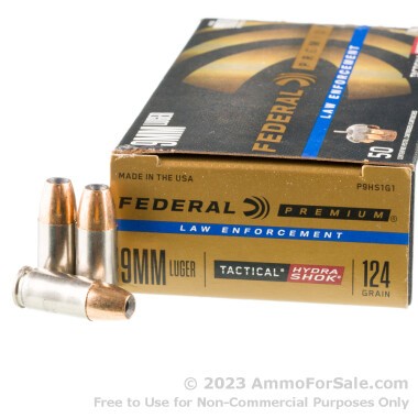 1000 Rounds of 124gr JHP 9mm Ammo by Federal