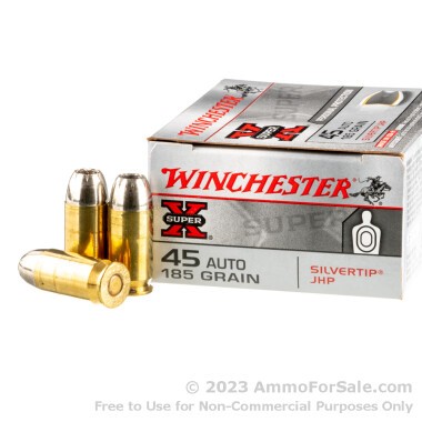 20 Rounds of 185gr JHP .45 ACP Ammo by Winchester