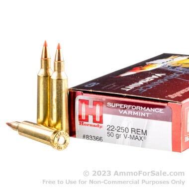 20 Rounds of 50gr V-MAX .22-250 Rem Ammo by Hornady
