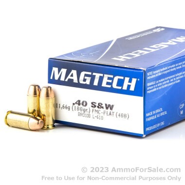 50 Rounds of 180gr FMJ .40 S&W Ammo by Magtech