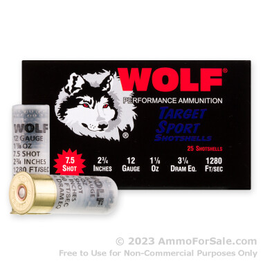 250 Rounds of 1 1/8 ounce #7 1/2 shot 12ga Ammo by Wolf