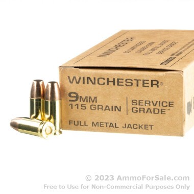 1000 Rounds of 115gr FMJ 9mm Ammo by Winchester Service Grade