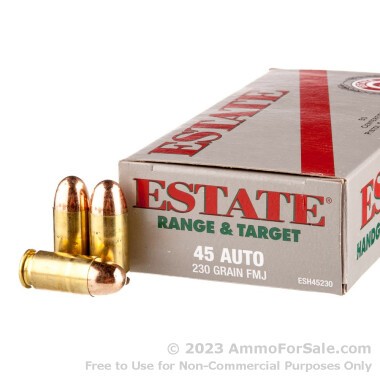 50 Rounds of 230gr FMJ .45 ACP Ammo by Estate Cartridge