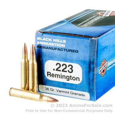 50 Rounds of 36gr HP .223 Ammo by Black Hills Remanufactured
