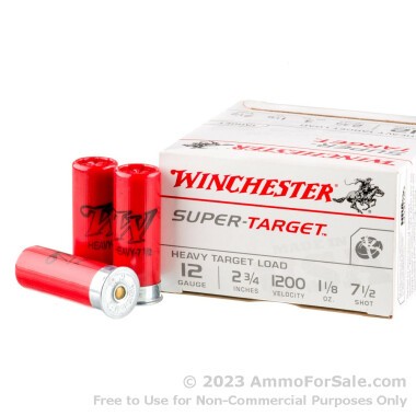25 Rounds of 1 1/8 ounce #7 1/2 shot 12ga Ammo by Winchester Super-Target 1,200 fps