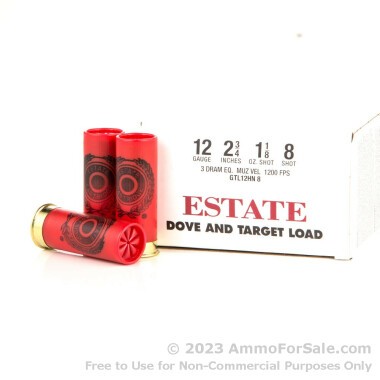 250 Rounds of 1 1/8 ounce #8 shot 12ga Ammo by Estate Cartridge