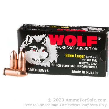1350 Rounds of 115gr FMJ 9mm Ammo by Wolf **STEEL CASES**