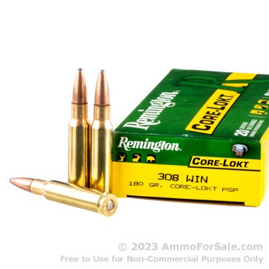 20 Rounds of 180gr PSP .308 Win Ammo by Remington Core-Lokt
