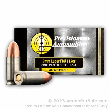 50 Rounds of 115gr FMJ 9mm Ammo by MFS