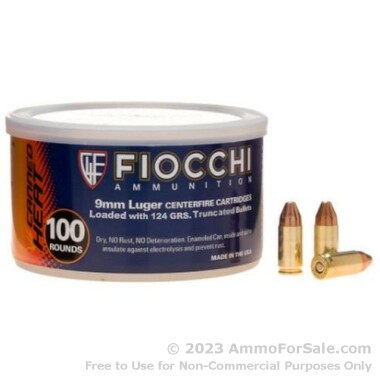 100 Rounds of 124gr FMJTC 9mm Ammo by Fiocchi
