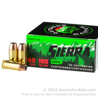20 Rounds of 180gr JHP .40 S&W Ammo by Sierra