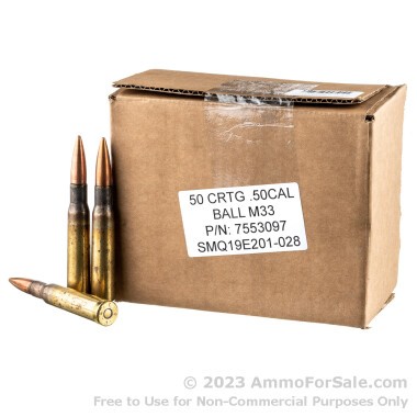 50 Rounds of 660gr FMJ M33 .50 BMG Ammo by Lake City