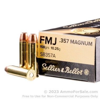 1000 Rounds of 158gr FMJ .357 Mag Ammo by Sellier & Bellot