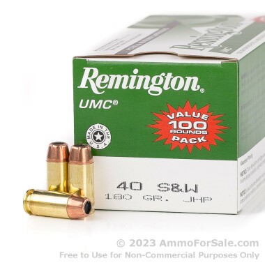 100 Rounds of 180gr JHP .40 S&W Ammo by Remington