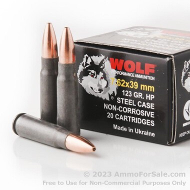 1000 Rounds of 123gr HP 7.62x39mm Ammo by Wolf Ukraine