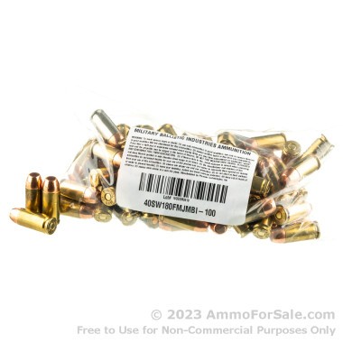 100 Rounds of 180gr FMJ .40 S&W Ammo by M.B.I.