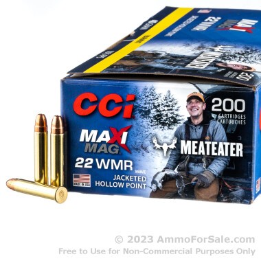 200 Rounds of 40gr JHP .22 WMR Ammo by CCI