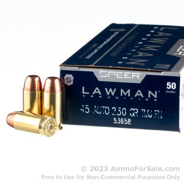 1000 Rounds of 230gr TMJ FN .45 ACP Ammo by Speer Lawman