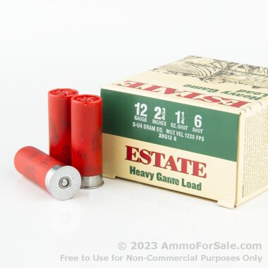 250 Rounds of 2-3/4" 1 1/4 ounce #6 shot 12ga Ammo by Estate Cartridge Heavy Game