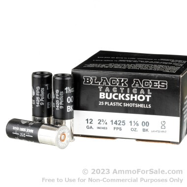 250 Rounds of 00 Buck 12ga Ammo by Black Aces Tactical