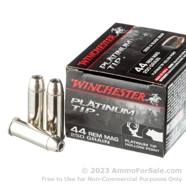 20 Rounds of 250gr JHP .44 Mag Ammo by Winchester Platinum Tip