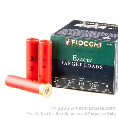 250 Rounds of 3/4 ounce #9 shot 28ga Ammo by Fiocchi