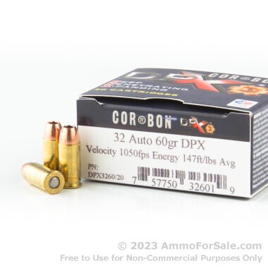 20 Rounds of 60gr DPX .32 ACP Ammo by Corbon