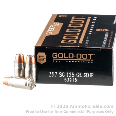 50 Rounds of 125gr JHP .357 SIG Ammo by Speer