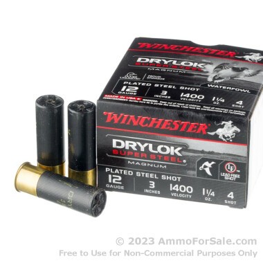 25 Rounds of 1 1/4 ounce #4 steel shot 12ga Ammo by Winchester