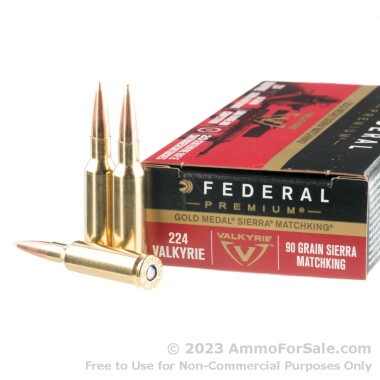 200 Rounds of 90gr Sierra MatchKing HPBT .224 Valkyrie Ammo by Federal