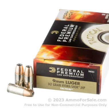 1000 Rounds of 147gr JHP 9mm Ammo by Federal Hydra-Shok