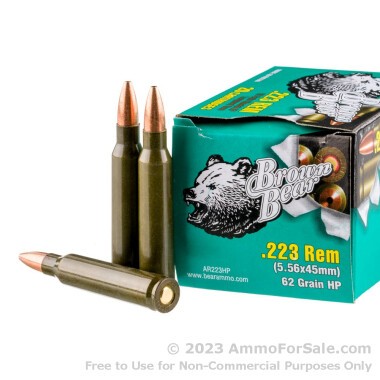 500  Rounds of 62gr HP .223 Ammo by Brown Bear