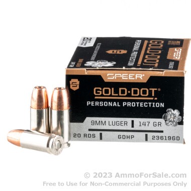 20 Rounds of 147gr JHP 9mm Ammo by Speer