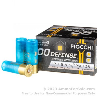 25 Rounds of 9 pellet 00 buckshot 12ga Ammo by Fiocchi