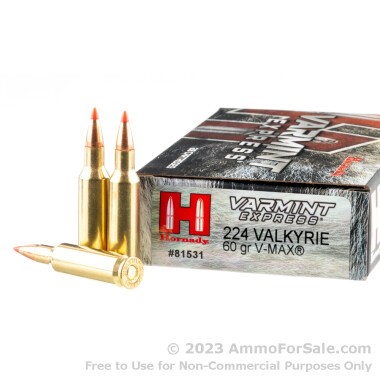 200 Rounds of 60gr V-MAX .224 Valkyrie Ammo by Hornady