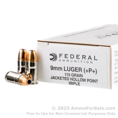 1000 Rounds of 115gr +P JHP 9mm Ammo by Federal LE