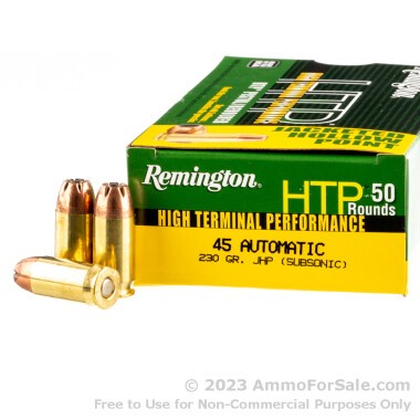50 Rounds of 230gr JHP .45 ACP Ammo by Remington HTP